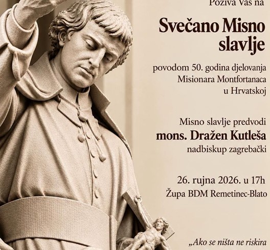 Nadbiskup Kutleša predvodi misu povodom 50 godina djelovanja misionara monfortanaca u Hrvatskoj